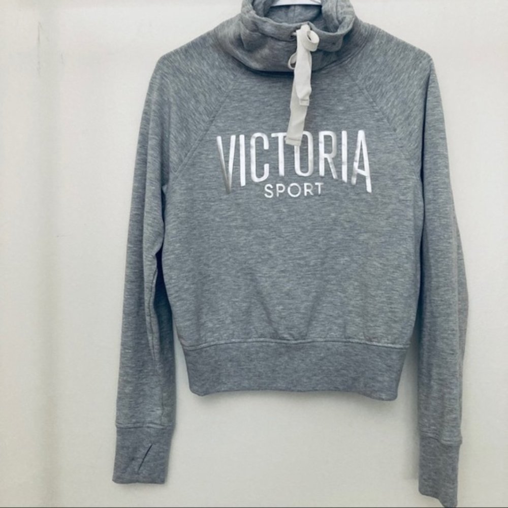 Victoria's Secret Sport - Funnel Neck Drawstring Sweatshirt | Gray | Medium
